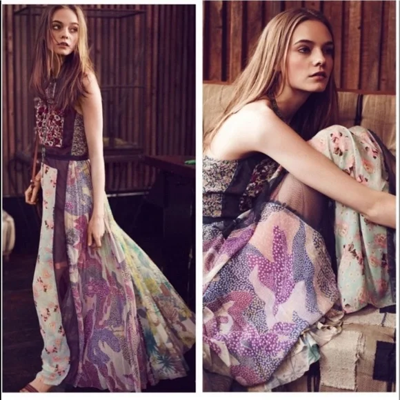 NEW Byron Lars Wilderflora Patchwork Maxi Dress 4 - Picture 1 of 8